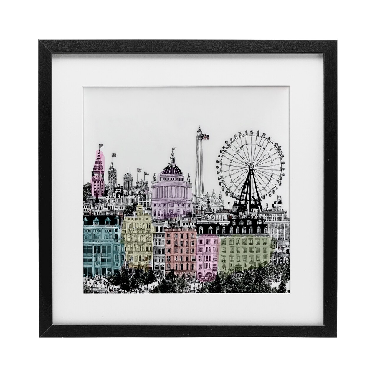 Stupell Industries London Cities of the World Framed Print Under Glass, design by Annabelle Hall